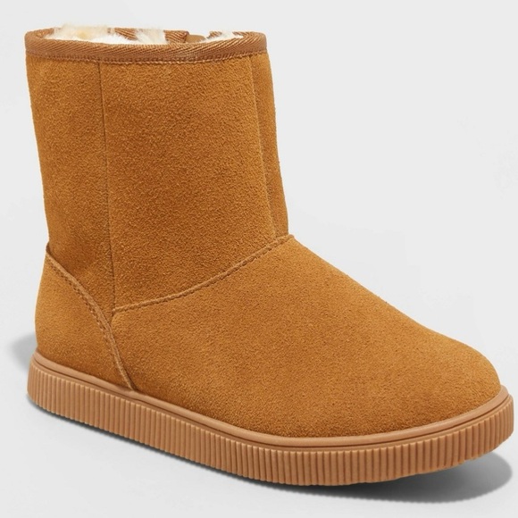🍁SUEDE SHEARLING STYLE GIRLS BOOTS - Picture 1 of 11
